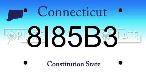 8I85B3 Connecticut License Plate