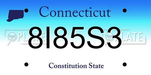 8I85S3 Connecticut License Plate