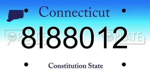 8I88012 Connecticut License Plate