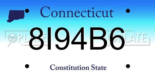 8I94B6 Connecticut License Plate