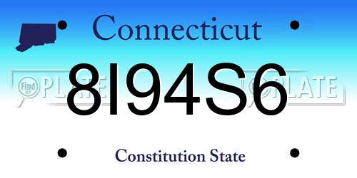 8I94S6 Connecticut License Plate
