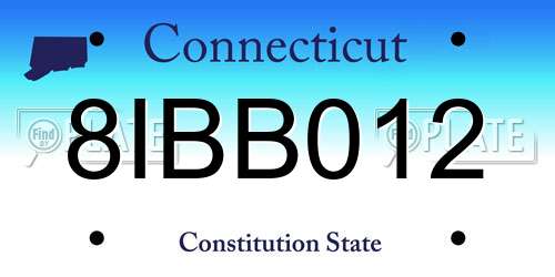 8IBB012 Connecticut License Plate