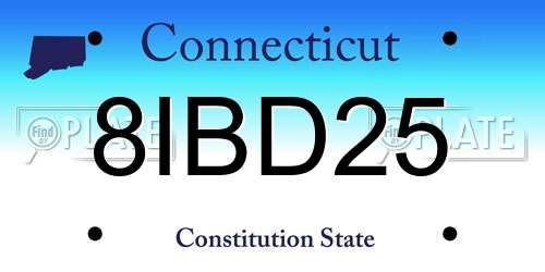 8IBD25 Connecticut License Plate