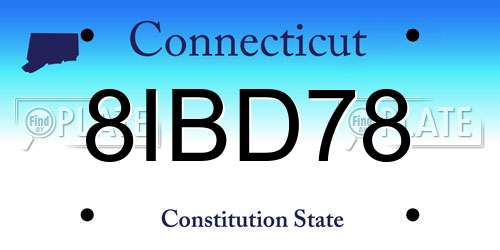 8IBD78 Connecticut License Plate