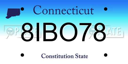 8IBO78 Connecticut License Plate