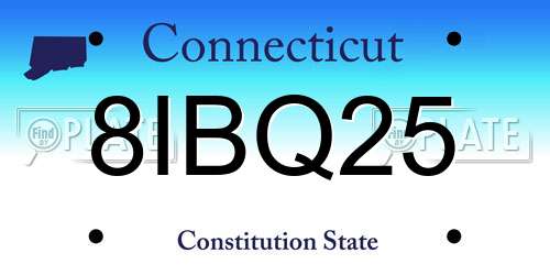 8IBQ25 Connecticut License Plate