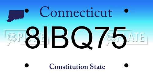 8IBQ75 Connecticut License Plate