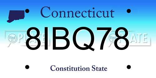 8IBQ78 Connecticut License Plate