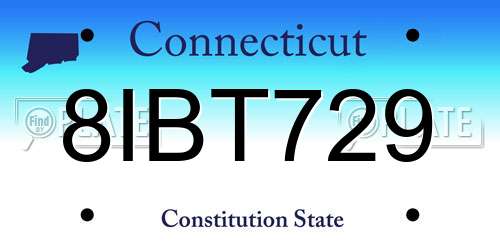 8IBT729 Connecticut License Plate