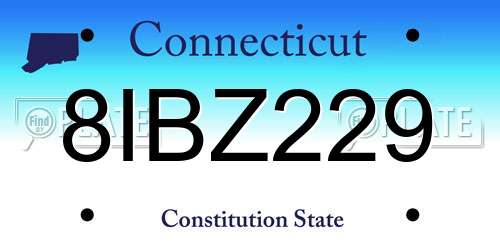 8IBZ229 Connecticut License Plate