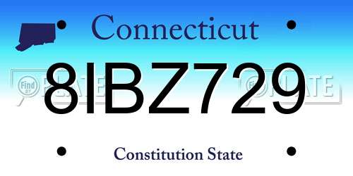 8IBZ729 Connecticut License Plate