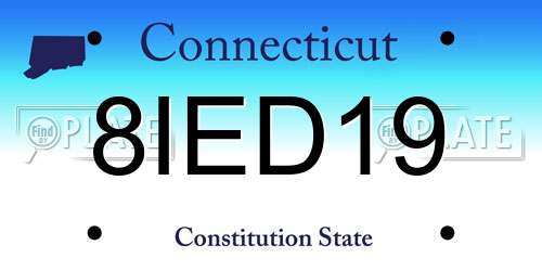 8IED19 Connecticut License Plate