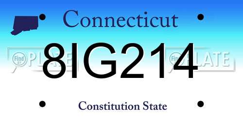 8IG214 Connecticut License Plate