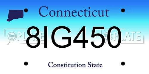 8IG450 Connecticut License Plate
