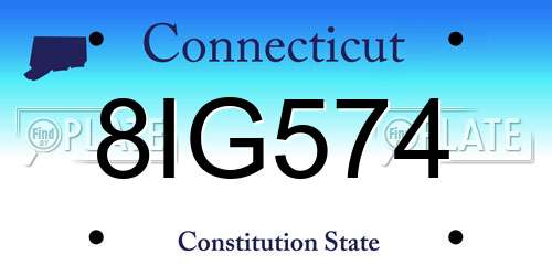 8IG574 Connecticut License Plate