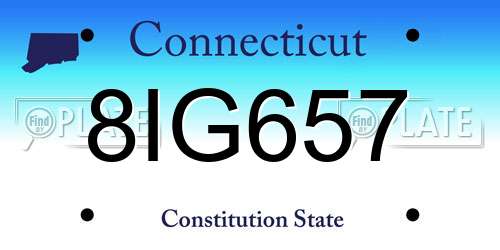 8IG657 Connecticut License Plate