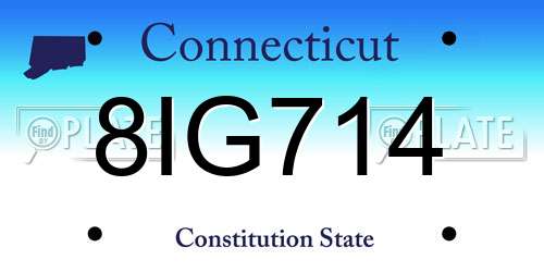 8IG714 Connecticut License Plate