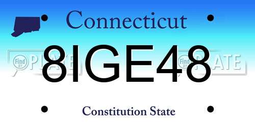 8IGE48 Connecticut License Plate