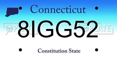8IGG52 Connecticut License Plate