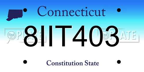 8IIT403 Connecticut License Plate