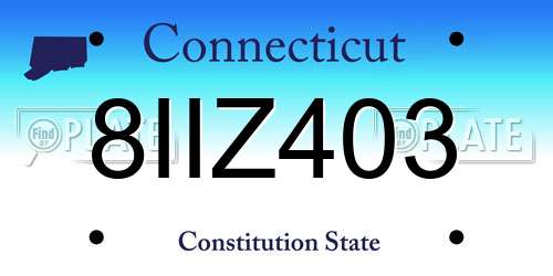 8IIZ403 Connecticut License Plate