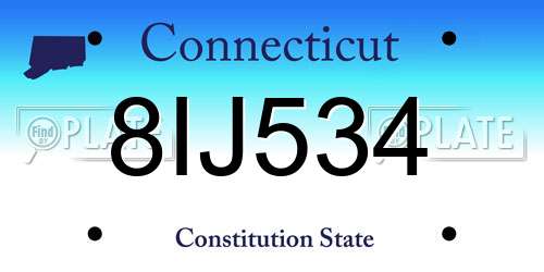 8IJ534 Connecticut License Plate