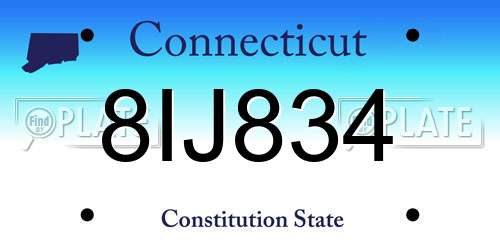 8IJ834 Connecticut License Plate