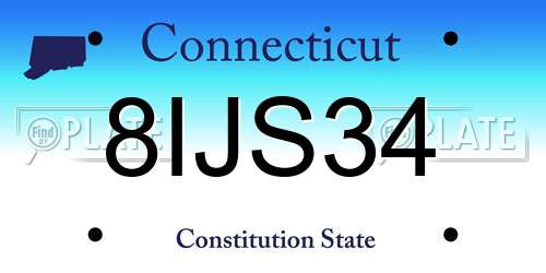 8IJS34 Connecticut License Plate