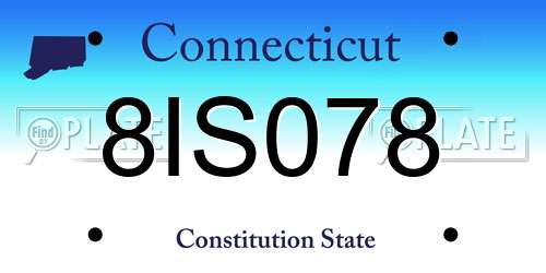 8IS078 Connecticut License Plate