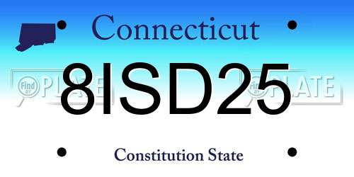 8ISD25 Connecticut License Plate
