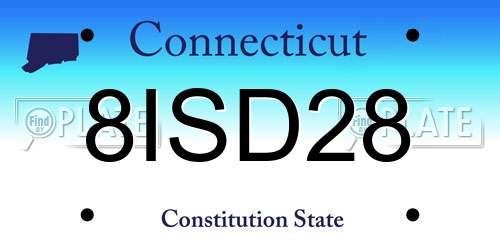 8ISD28 Connecticut License Plate