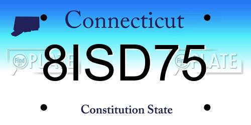 8ISD75 Connecticut License Plate