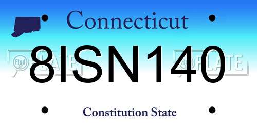 8ISN140 Connecticut License Plate