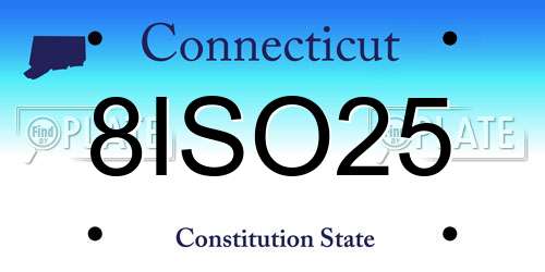 8ISO25 Connecticut License Plate