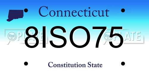 8ISO75 Connecticut License Plate