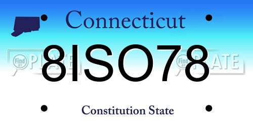 8ISO78 Connecticut License Plate