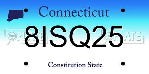 8ISQ25 Connecticut License Plate