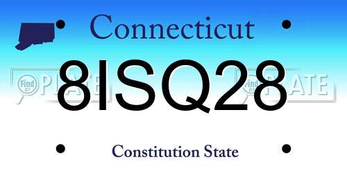 8ISQ28 Connecticut License Plate