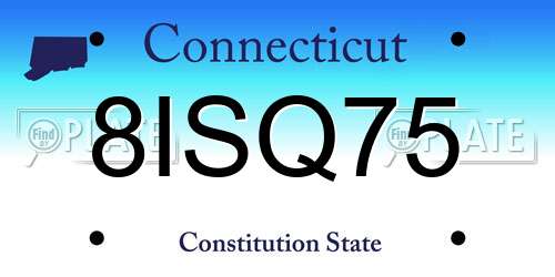 8ISQ75 Connecticut License Plate