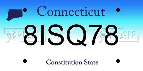 8ISQ78 Connecticut License Plate