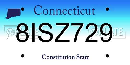 8ISZ729 Connecticut License Plate
