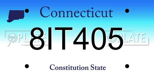 8IT405 Connecticut License Plate