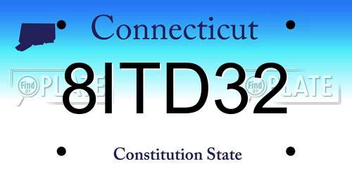 8ITD32 Connecticut License Plate