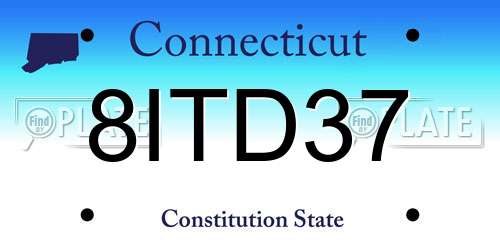 8ITD37 Connecticut License Plate
