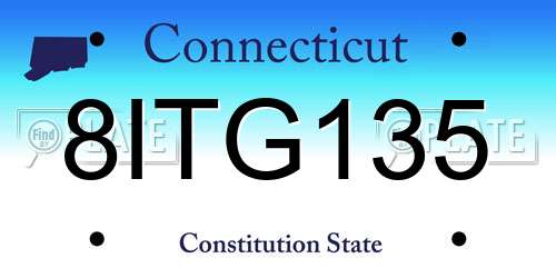 8ITG135 Connecticut License Plate