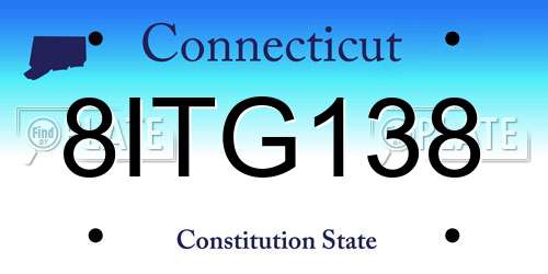 8ITG138 Connecticut License Plate