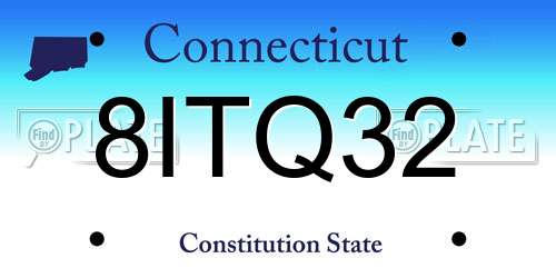 8ITQ32 Connecticut License Plate