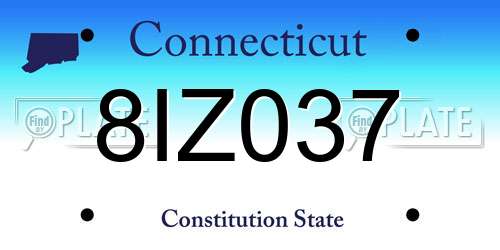 8IZ037 Connecticut License Plate