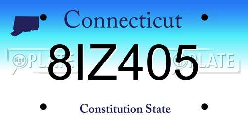 8IZ405 Connecticut License Plate