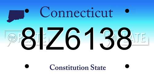 8IZ6138 Connecticut License Plate